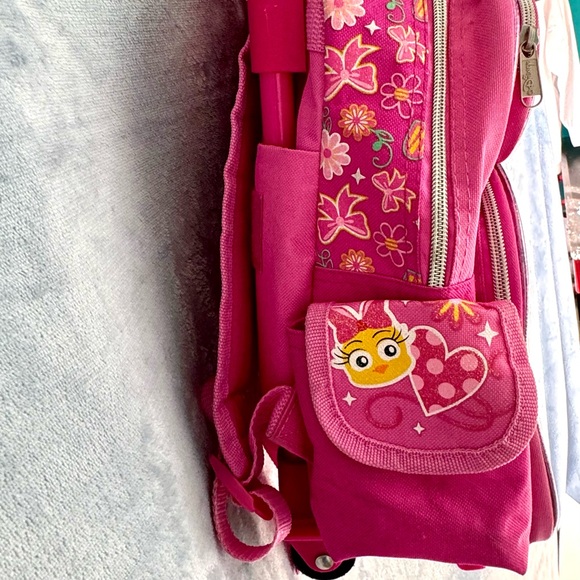 Disney Minnie Mouse small rolling backpack, hot pink, sparkly, preschool perfect - Picture 3 of 9